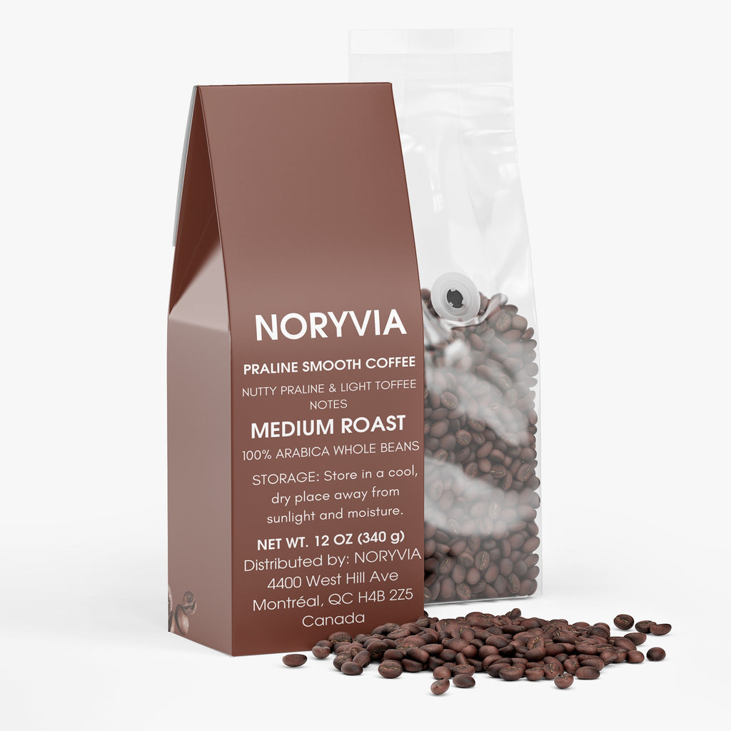 NORYVIA Praline Smooth Coffee – Medium Roast 100% Arabica Whole Bean Coffee, 12 oz (340 g)