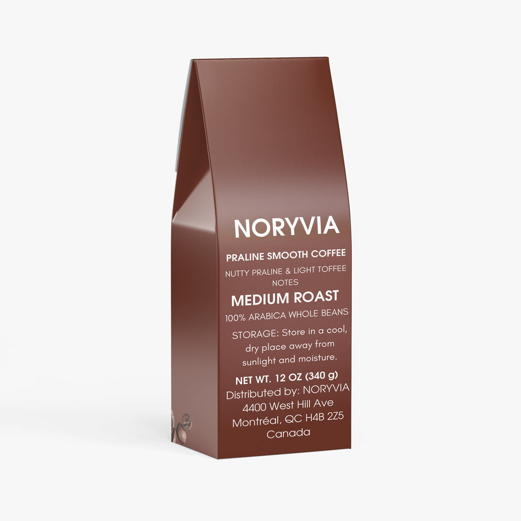 NORYVIA Praline Smooth Coffee – Medium Roast 100% Arabica Whole Bean Coffee, 12 oz (340 g)