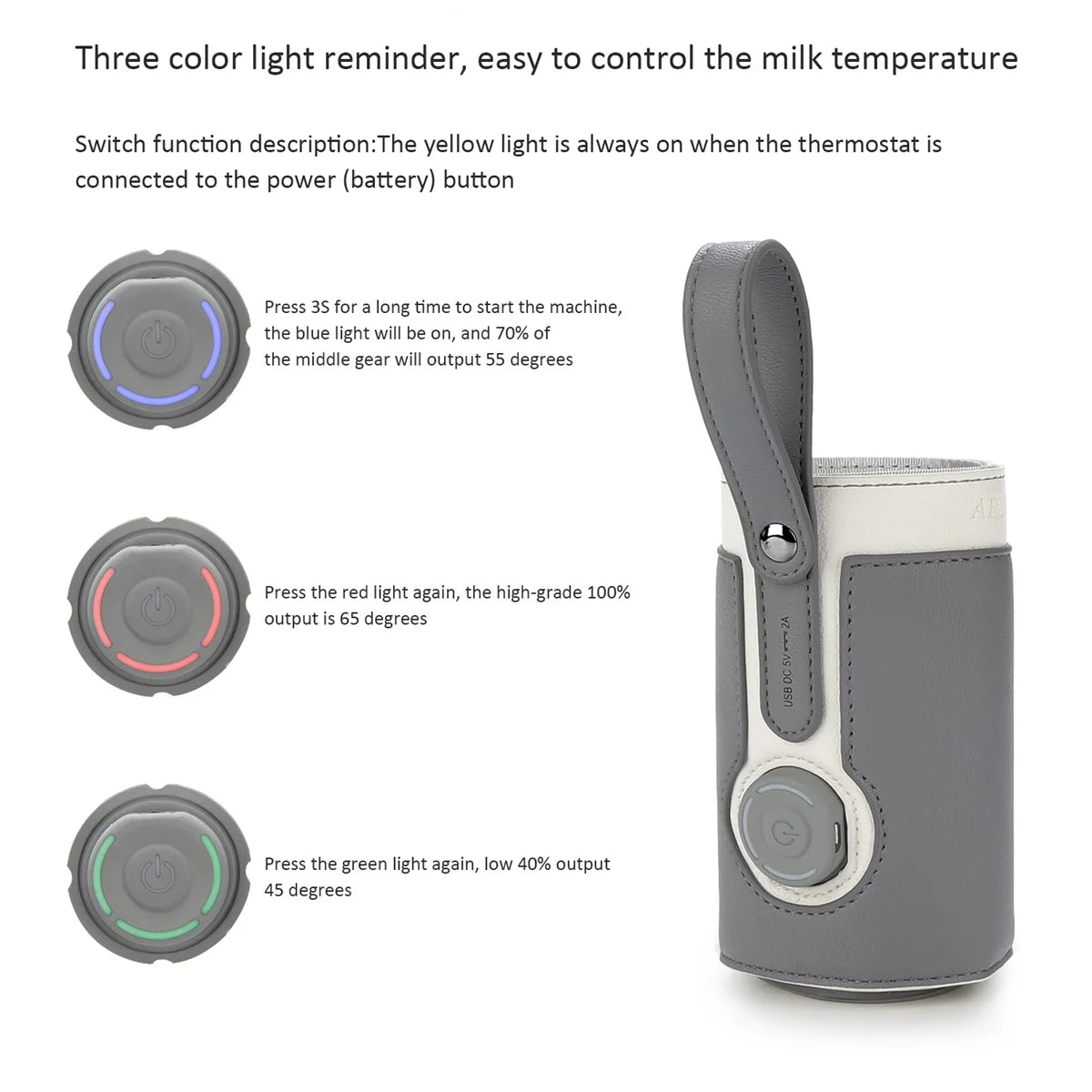 Portable Baby Bottle Warmer with 3 Temperature Settings – USB Travel Milk Warmer
