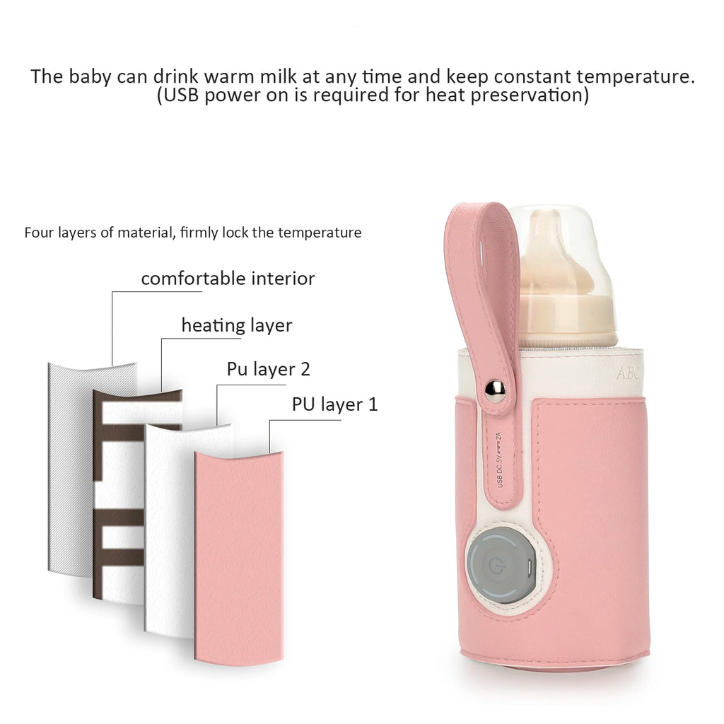 Portable Baby Bottle Warmer with 3 Temperature Settings – USB Travel Milk Warmer