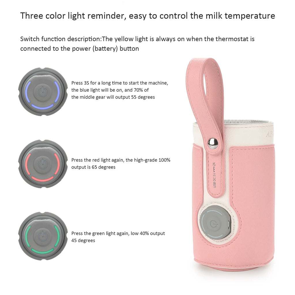 Portable Baby Bottle Warmer with 3 Temperature Settings – USB Travel Milk Warmer