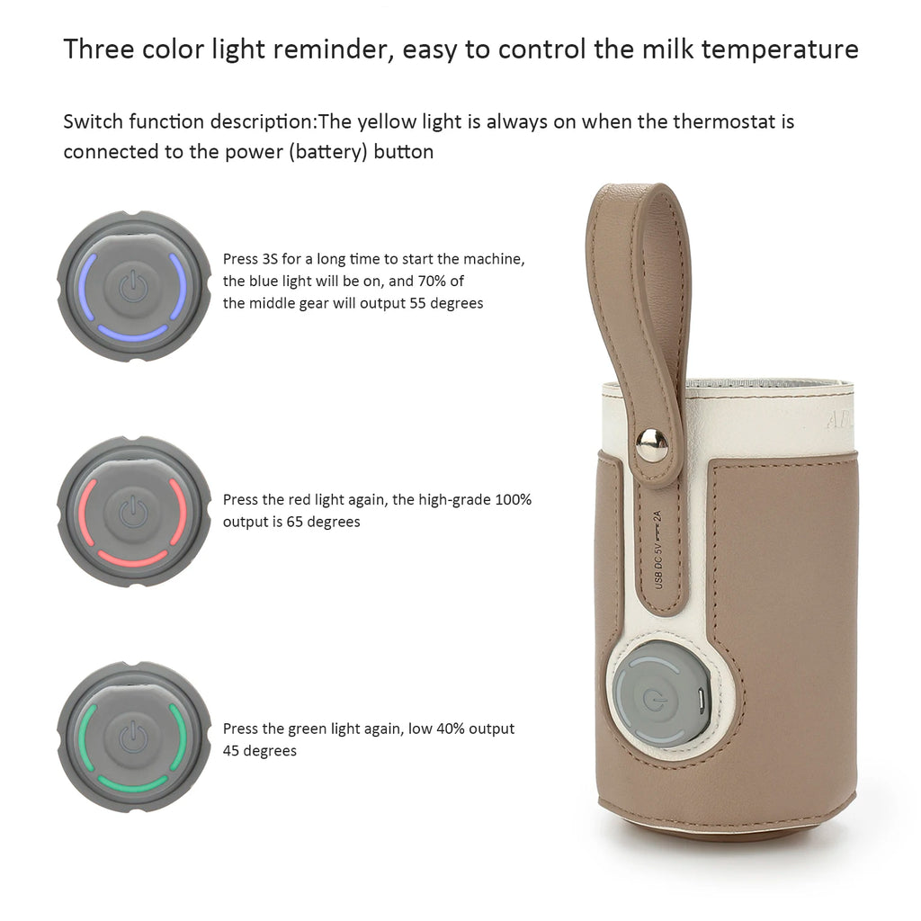 Portable Baby Bottle Warmer with 3 Temperature Settings – USB Travel Milk Warmer