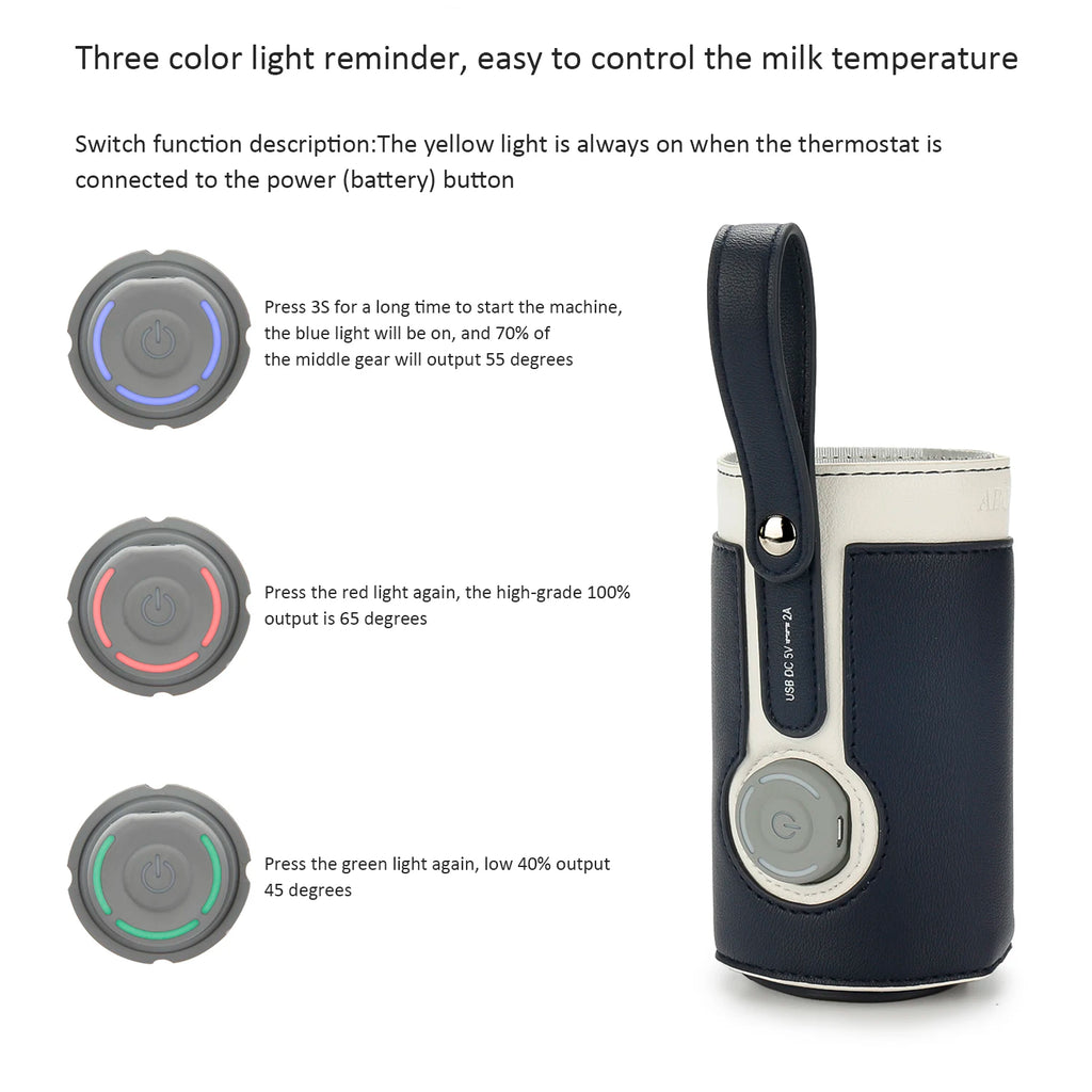 Portable Baby Bottle Warmer with 3 Temperature Settings – USB Travel Milk Warmer