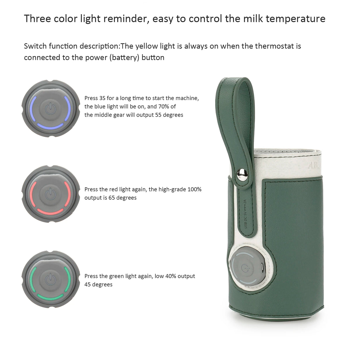 Portable Baby Bottle Warmer with 3 Temperature Settings – USB Travel Milk Warmer