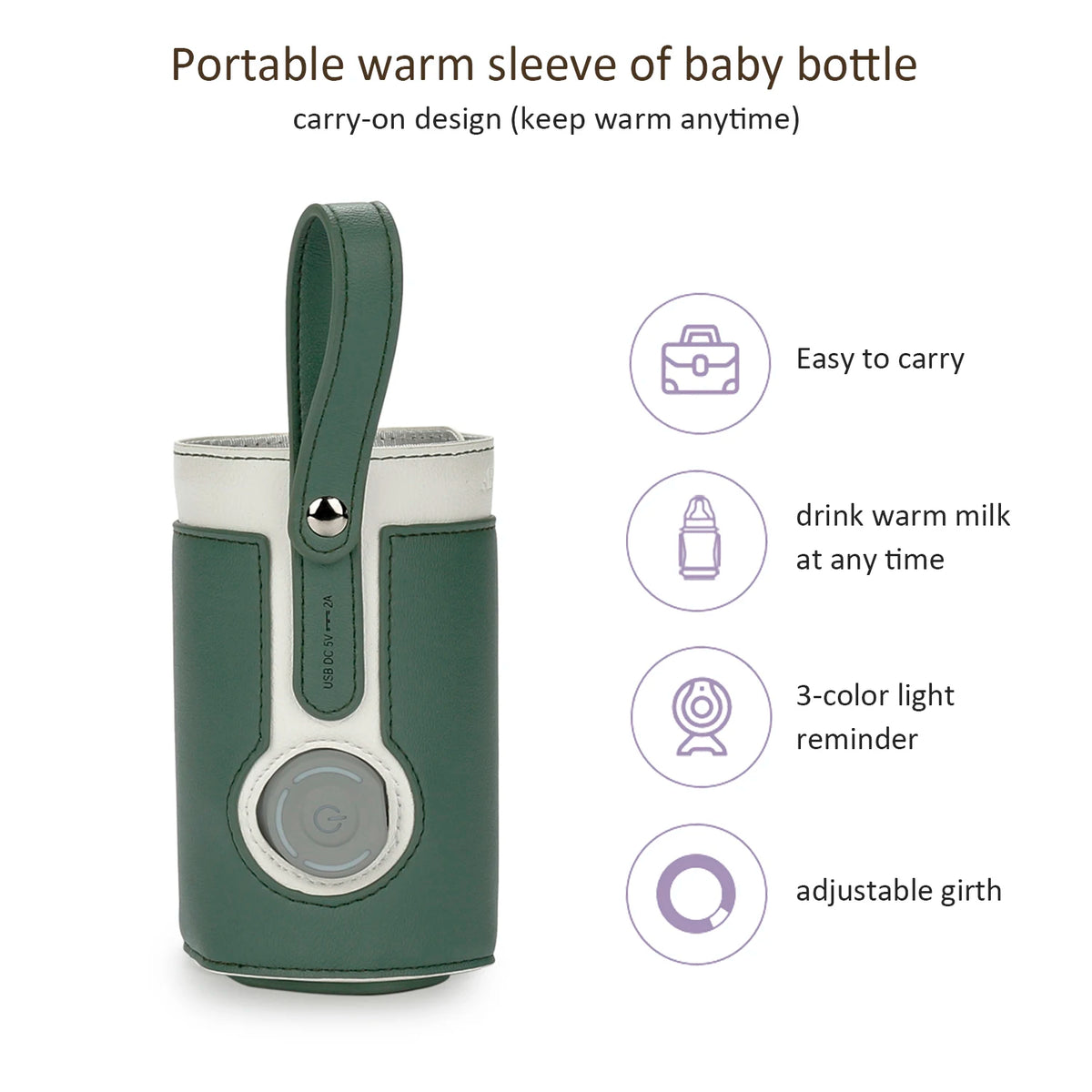 Portable Baby Bottle Warmer with 3 Temperature Settings – USB Travel Milk Warmer