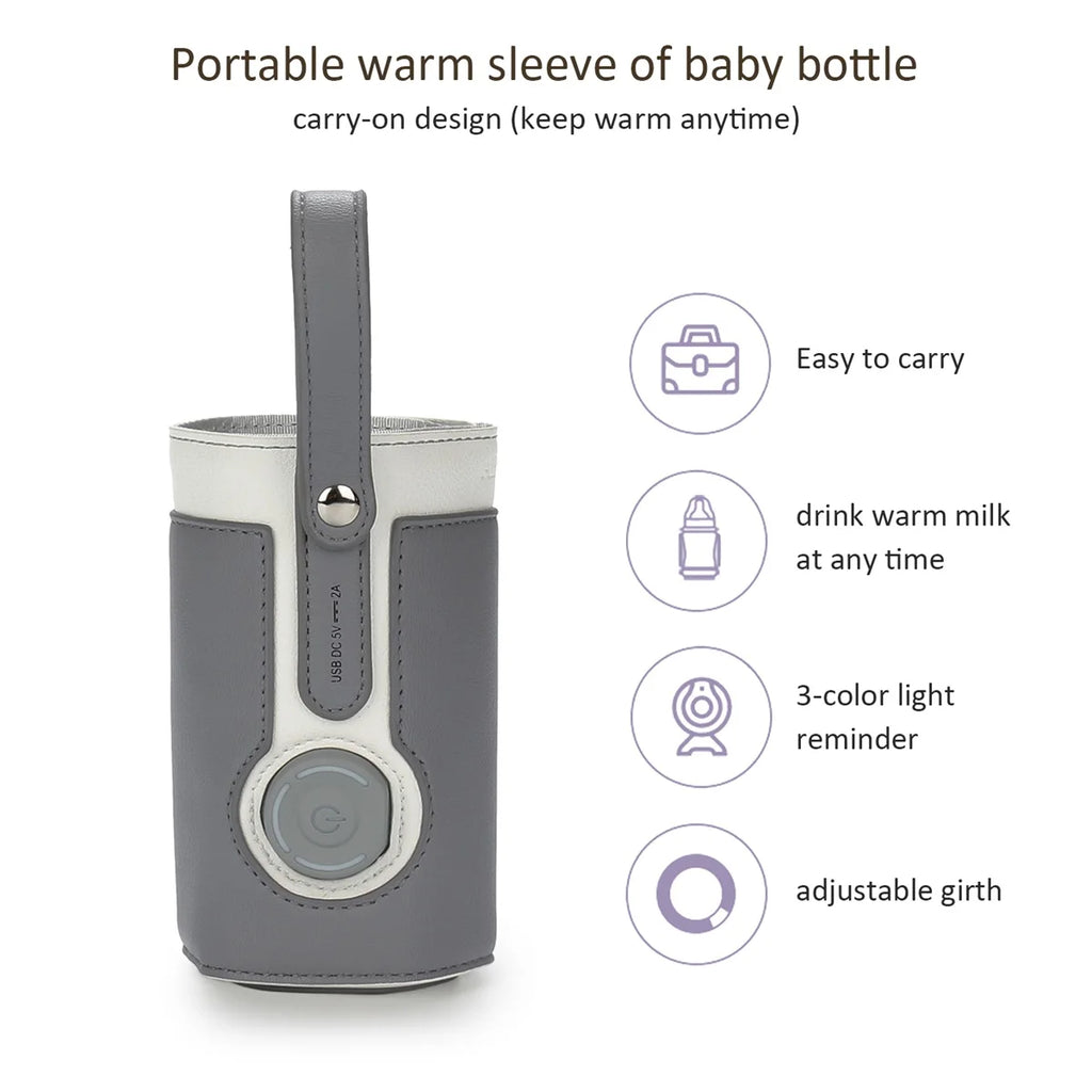 Portable Baby Bottle Warmer with 3 Temperature Settings – USB Travel Milk Warmer