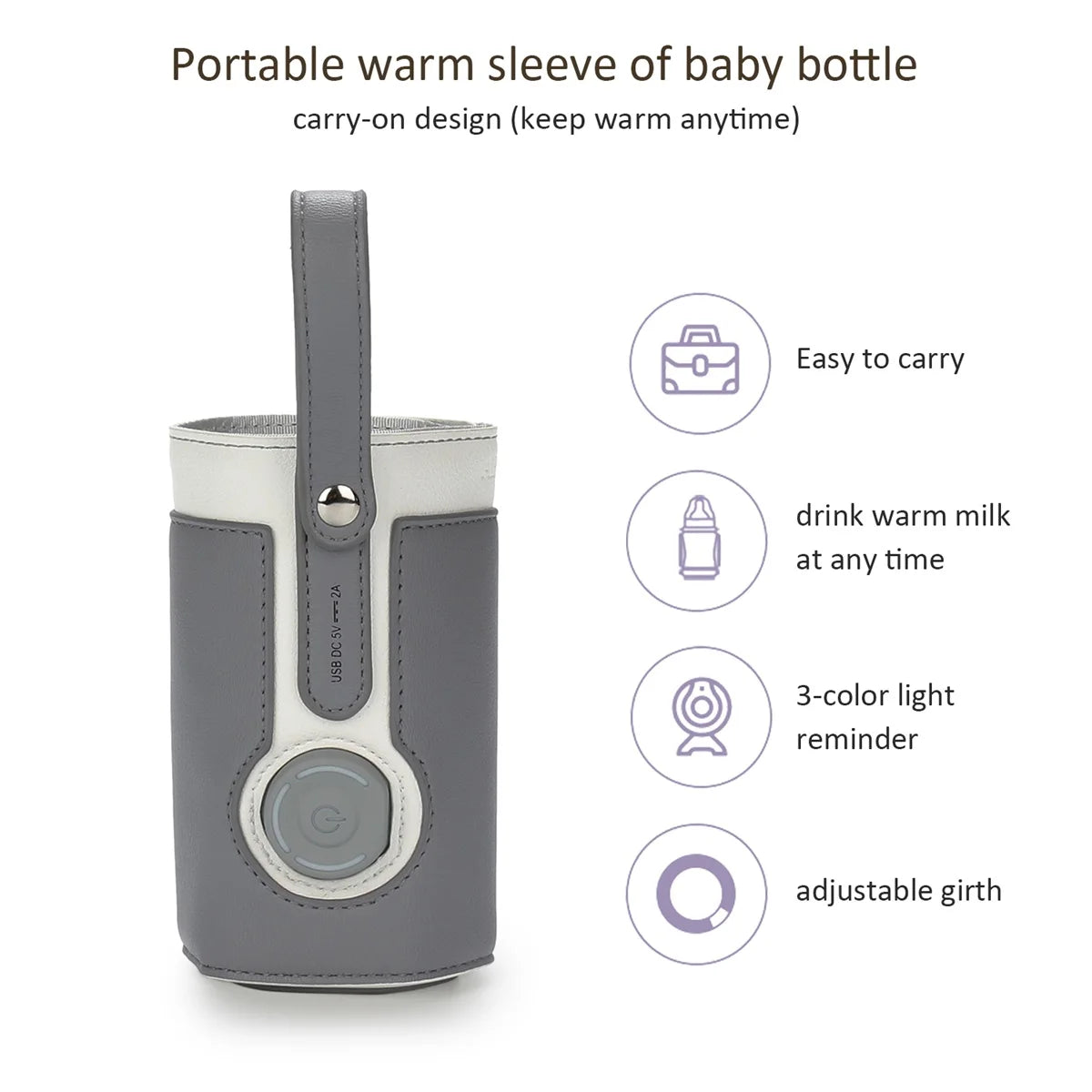 Portable Baby Bottle Warmer with 3 Temperature Settings – USB Travel Milk Warmer