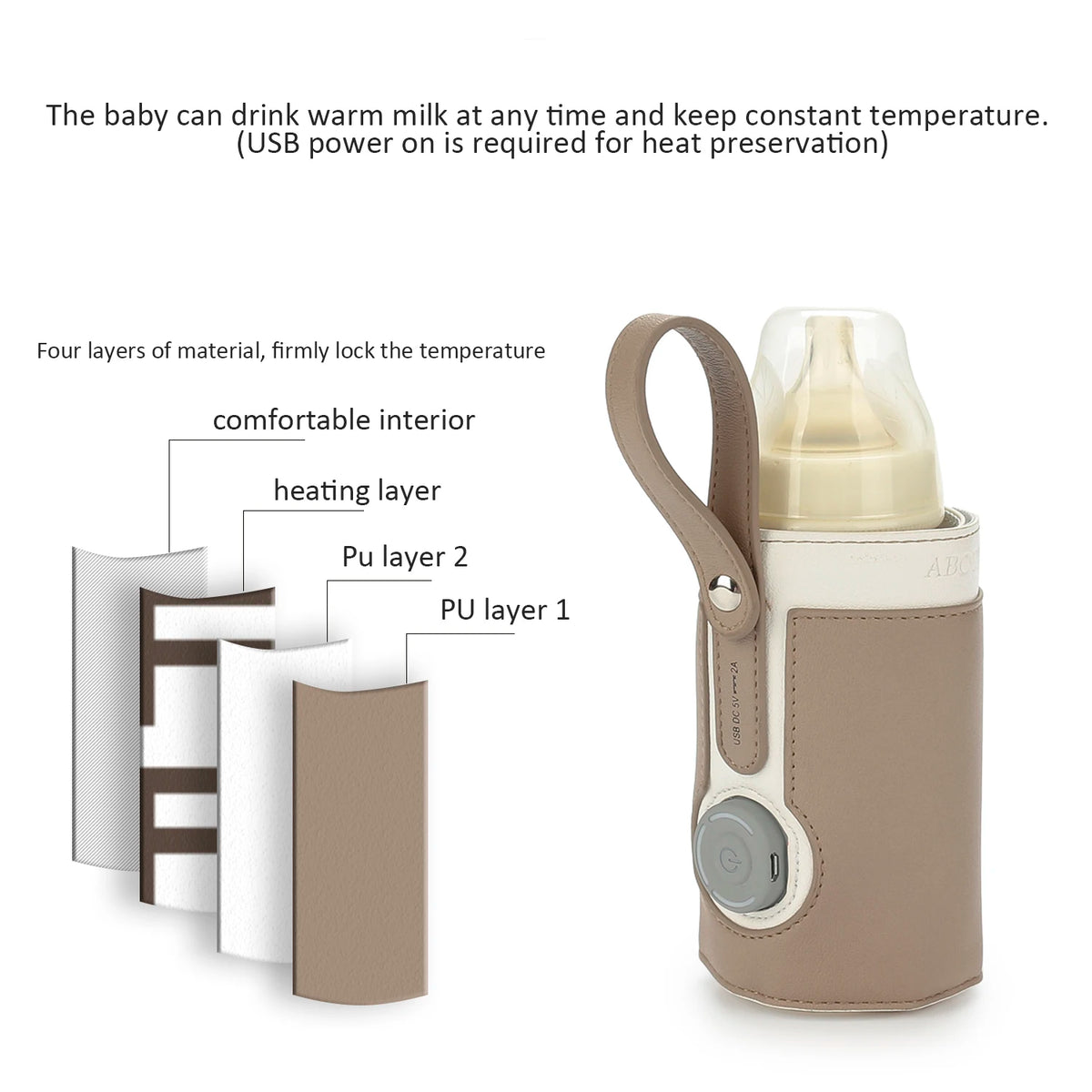 Portable Baby Bottle Warmer with 3 Temperature Settings – USB Travel Milk Warmer